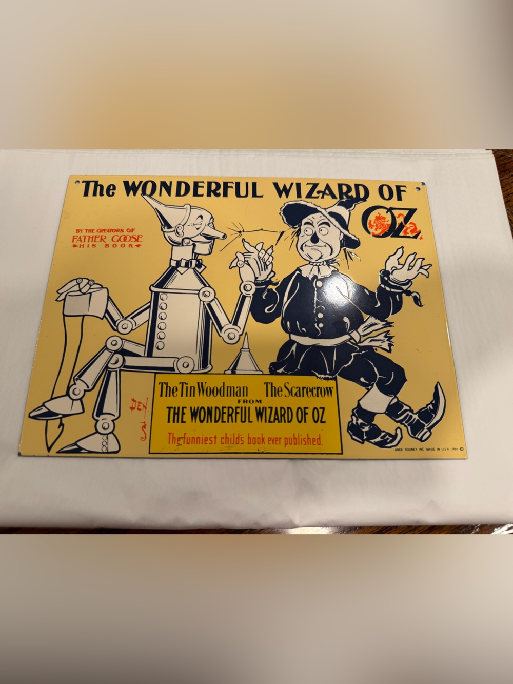 Vintage Ande Rooney "The Wonderful Wizard of Oz" Porcelain Enameled Metal Sign